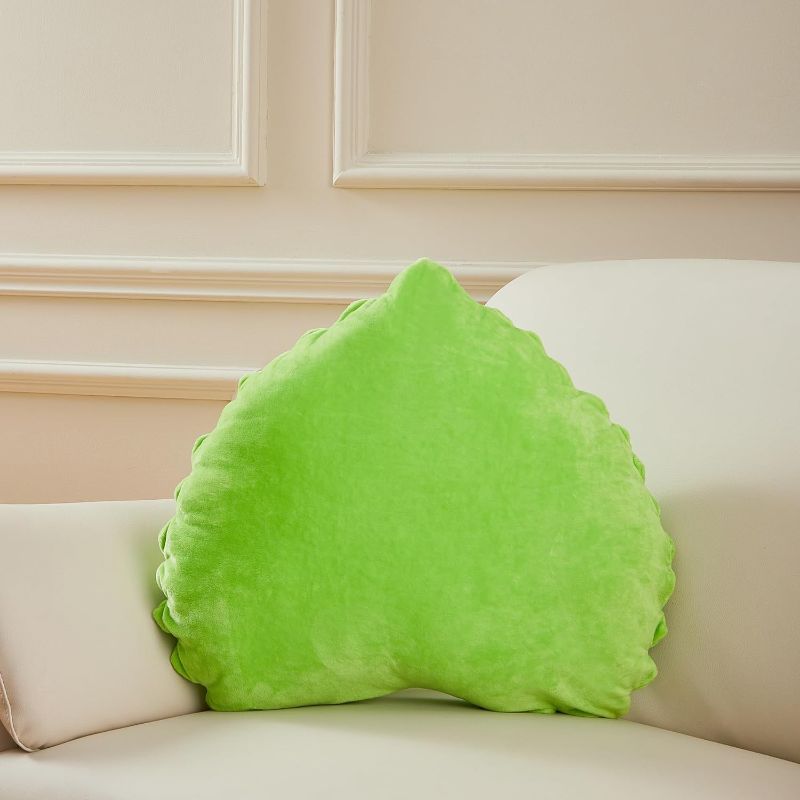 Photo 1 of 20In Green 03 Heart Leaf Shaped Decorative Throw Pillow Reading Pillow Accent Pillow Lumber Support Pillow for Bed Couch Chair Pillow Cushion for Office Desk Chair Gaming Chair
