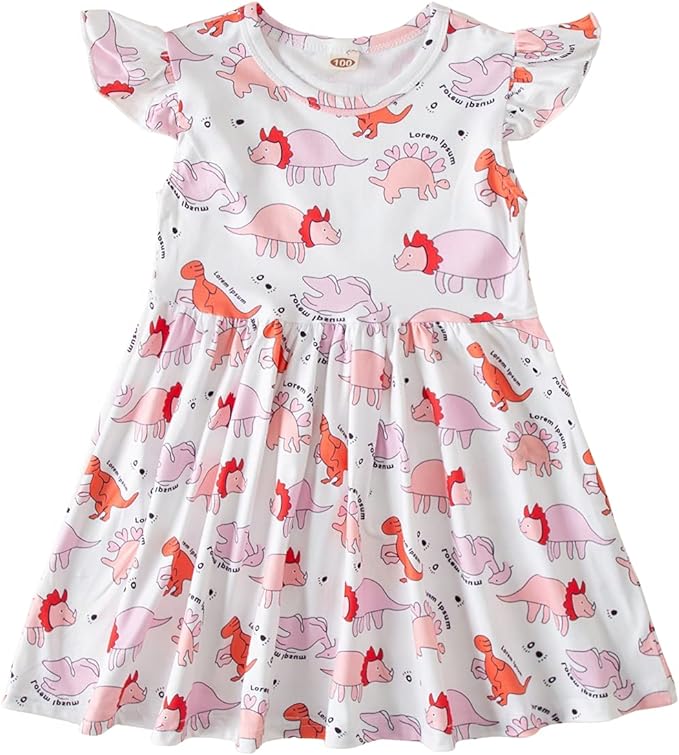 Photo 1 of 5T Toddler Baby Girl Dinosaur Party Dress Summer Holiday Dress Outfit Clothes
