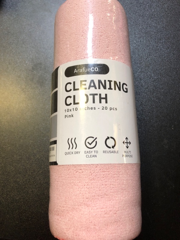 Photo 2 of 20 pcs Microfiber Cleaning Cloth Roll, 10"x10", Reusable 50 Times, Ideal for Car Cleaning, House, Kitchen, Gym, Garage, Suitable for Car Cleaning Supplies (Pink)