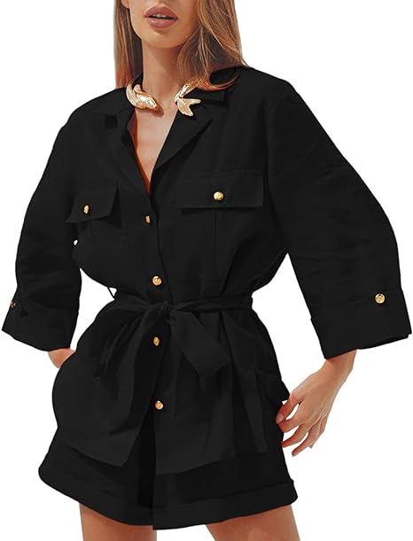 Photo 1 of Large Linsery 2 Piece Linen Outfits Button Shirt Top and Mini Shorts Summer Sweatsuit Set

