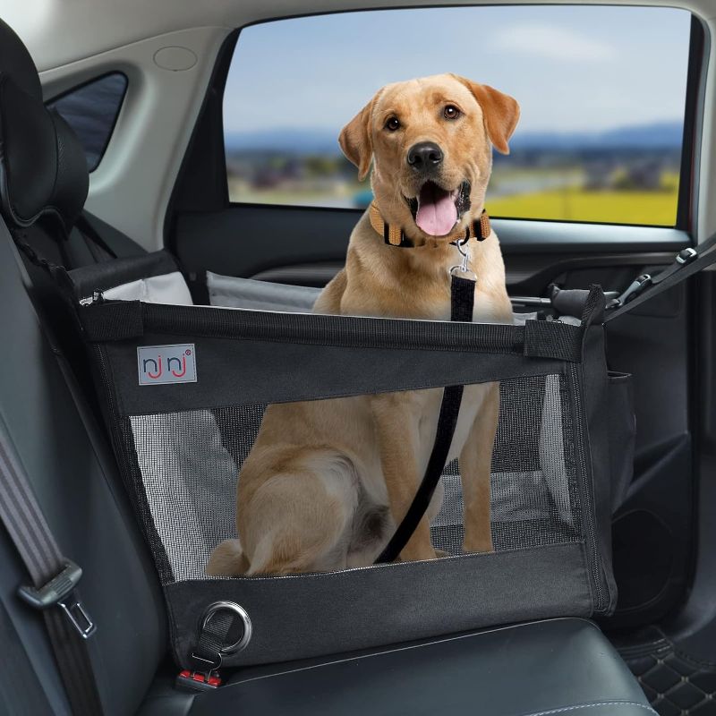Photo 1 of Dog Car Seat for Pet Travel with Waterproof Pad, Half seat Dog Hammock,Harness Hook, Breathable Mesh, and Adjustable Backseat Safety Belt, Small, Medium, Large Size
