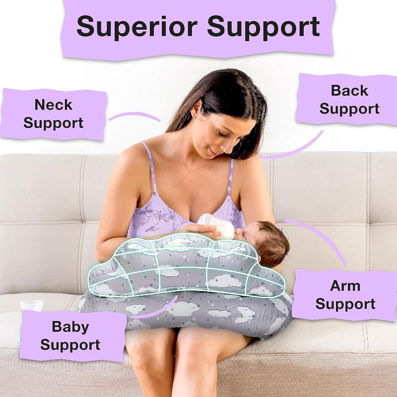 Photo 1 of  Pillow for Mom & Baby Support, Removable Cotton Cover, Adjustable Waist Strap, Newborn Essentials Must Haves, Baby Registry Search, Baby Pillo clouds