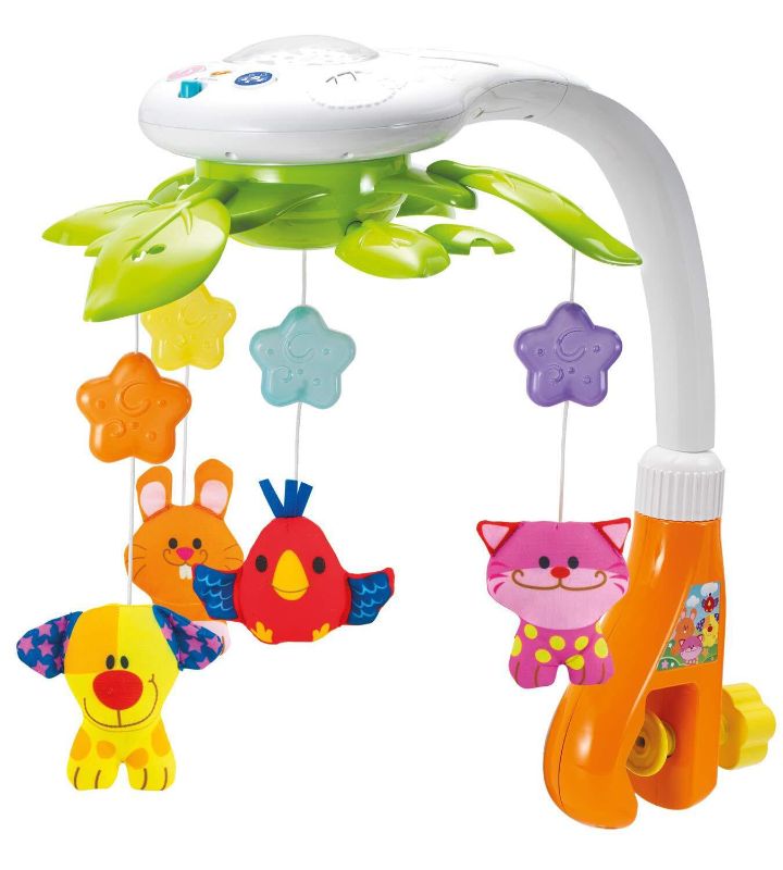 Photo 1 of KiddoLab Baby Crib Mobile with Relaxing Music. Includes Ceiling Light Projector with Stars, Animals. Musical Crib Mobile with Timer. Nursery Toys for Babies Ages 0 & Older
 