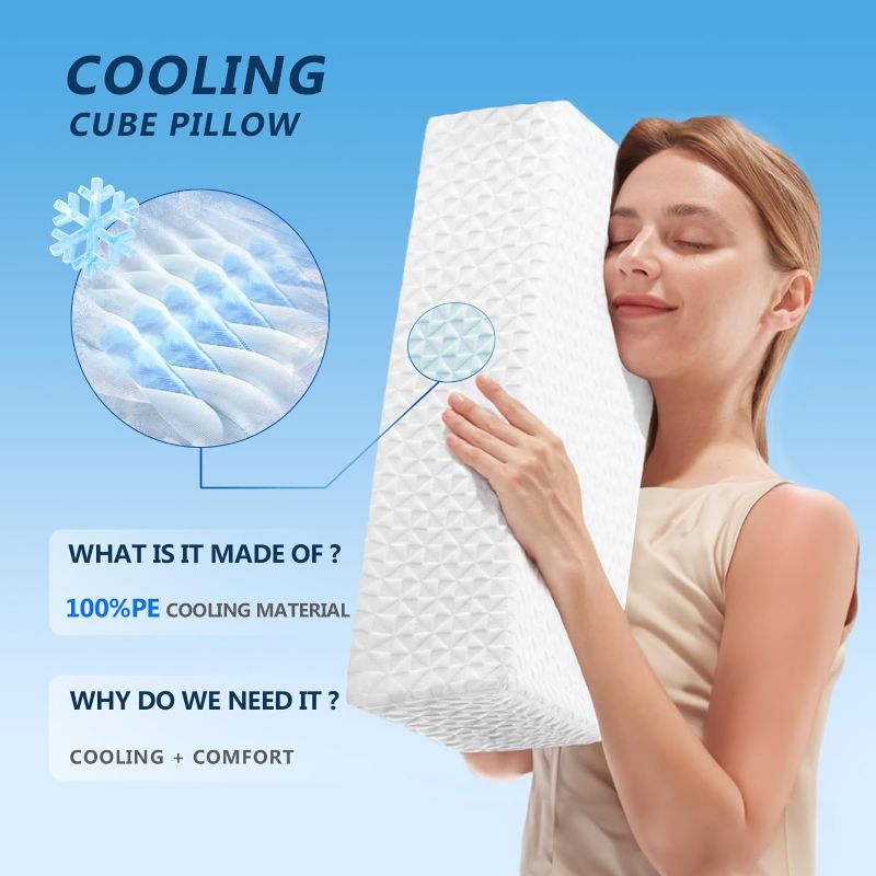 Photo 1 of  Cooling Cube Pillow for Side Sleepers Memory Foam Bed Firm Pillow Soft Pillow Support Head Neck Shoulder Pain Relief