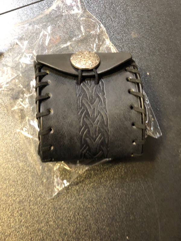 Photo 2 of HiiFeuer Medieval Faux Leather Mini Belt Bag, Portable Renaissance Belt Pouch, Nordic Coin Purse Dice Bag for LARP Ren Faire
 