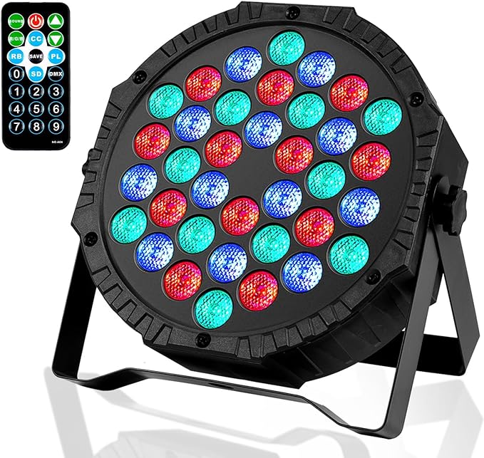 Photo 1 of **USED** LED Stage Lights 36 RGB Party Light 7 Modes DJ Par Lighting Sound Activated Strobe Uplights with Remote DMX Control for Events Wedding Birthday Music Show Dance-1 Pack