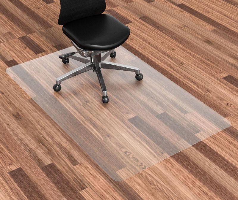 Photo 1 of Azadx Office Chair Mat for Hard Floors 48 X 48, Clear PVC Hardwood Floor Mat, Durable Plastic Floor Protector for Home and Office use (48" X 48" Rectangle)