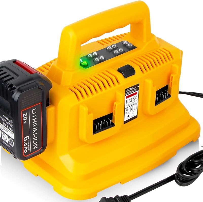 Photo 1 of ?Upgrade-Speed? 6 Port Replace for Dewalt Charger Station Multi dewalt Fast Charger 20v 60v,Charge for 20V Max/60V Flexvolt Batteries (DCB104),Fast Charge with Power Button