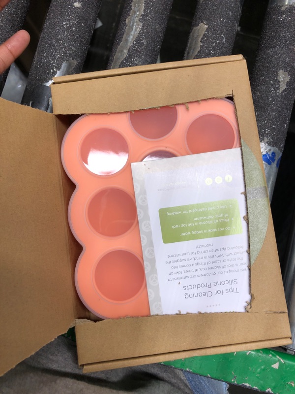 Photo 3 of **USED** WeeSprout Silicone Freezer Tray with Clip on Lid Perfect Food Storage Container for Homemade Baby Food, Vegetable, Fruit Purees, and Breast Milk (Bright Orange, Ten 1.5 Ounce Sections) Ten 1.5 Ounce Sections Bright Orange