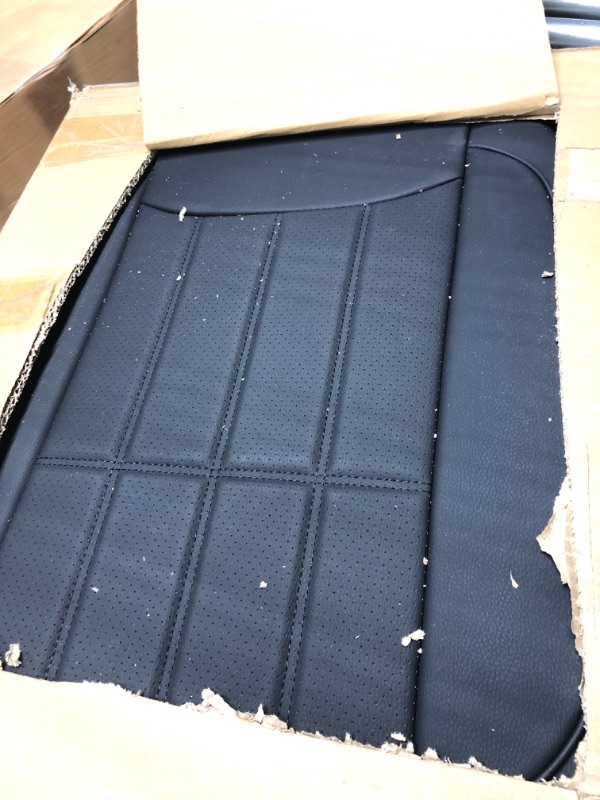 Photo 1 of AOOG Leather Car Seat Covers, Leatherette Automotive Vehicle Cushion Cover for Cars SUV Pick-up Truck, Universal Non-Slip Vehicle Cushion Cover Waterproof Protectors Interior Accessories, Full Set. FULL SET BLACK