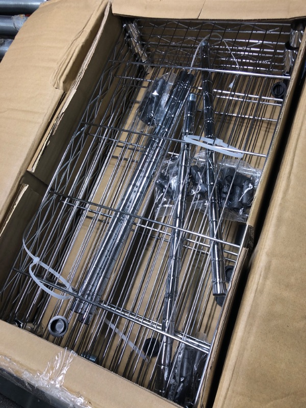 Photo 1 of Adjustable NSF-Certified Metal Shelf Wire Shelving Unit Storage for Small Places Restaurant Garage Pantry Kitchen Garage Rack (Chrome, 21.5L x 11.6W x 47.6H) Chrome 21.5L x 11.6W x 47.6H