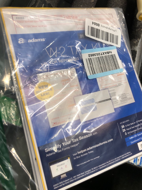 Photo 2 of Adams W2 Tax Forms 2023, Tax Forms Kit for 26 Employees, 6 Part W2 Tax Form Sets with Self Seal W2 Envelopes, Includes 3 W3 Forms (TXA22904-23)