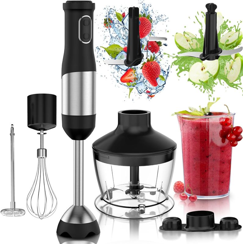 Photo 1 of Immersion Blender Handheld, 800W Scratch Resistant Hand Blender, Abuler 5 in 1 Emulsifier Blender Mixer, BPA-Free 12 Speed Stick Blender, Beaker, Chopper, Whisk, Frother, for Soup, Sauce (Black)