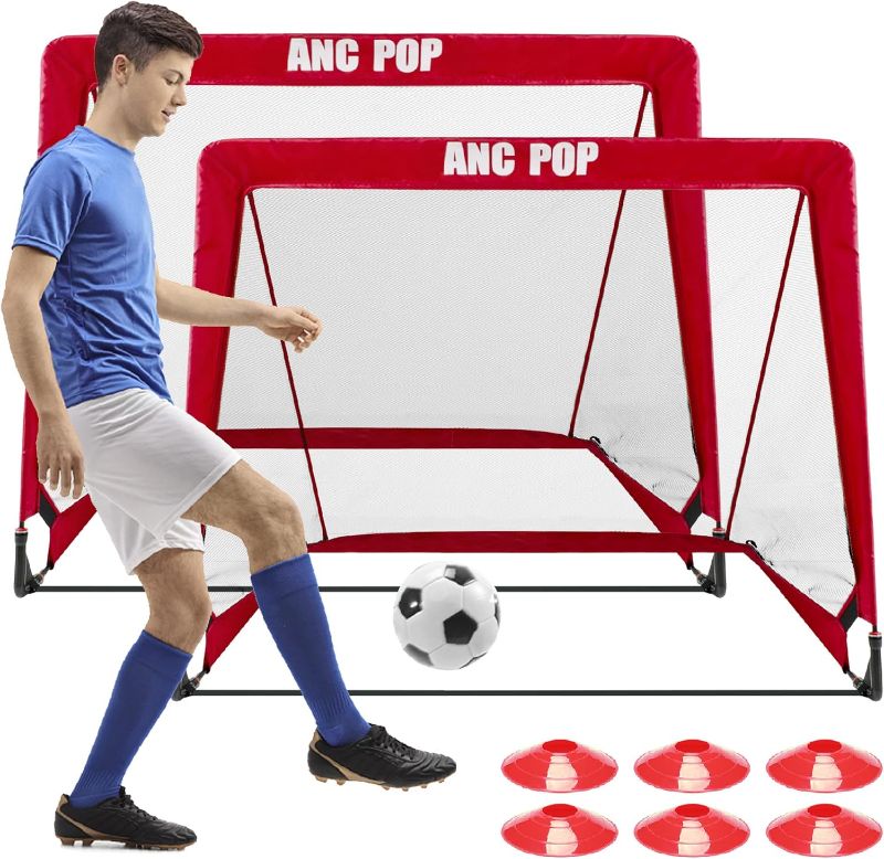 Photo 1 of Pop Up Soccer Goals for Kids (2 Goal Set) with Carry Bag, Easy Set Up and Take Down, Quick Assembly, Lightweight and Foldable Design for Instant Game Time Fun