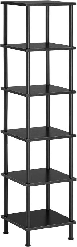 Photo 1 of 6-Tier Corner Shelf, Corner Square Rack Display Shelf, Tall Storage Rack Plant Stand, Corner Bookcase for Small Spaces, Living Room, Home Office, Kitchen, Black BK55CJ01