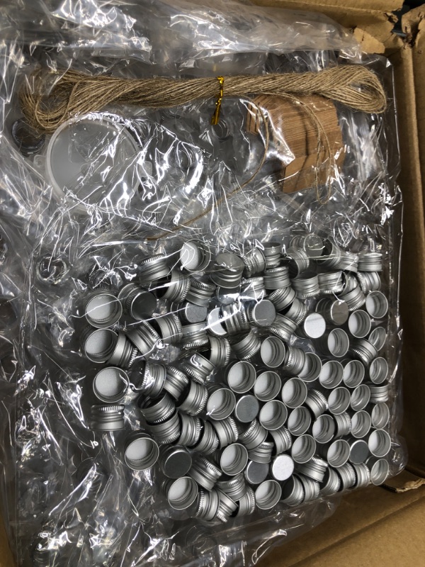 Photo 1 of 100 Pcs Mini Liquor Bottles Set, 1.7oz Plastic Spirit Bottles Mini Plastic Alcohol Shot Bottles with Caps, 6 Liquid Funnels and Kraft Tags with 65 ft Ropes for Party (Silver Cap)
