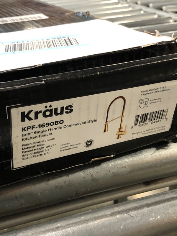 Photo 1 of **USED** Kraus KPF-1690BG Britt Pre-Rinse/Commercial Kitchen Faucet with Dual Function Sprayhead in all-Brite Finish, Brushed Gold Commercial Style Brushed Gold