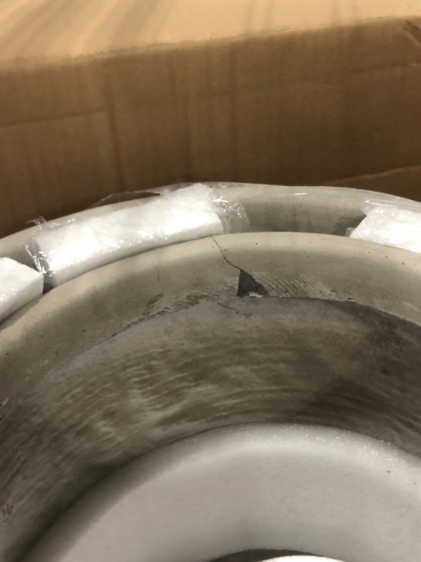 Photo 1 of 17.3 in., 13.4 in. & 10.6 in. H Round Weathered Concrete Planter, Outdoor Indoor Large Containers w/Drainage Holes Set-3