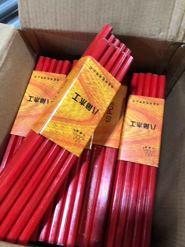 Photo 5 of Lincia 300 Pcs Carpenter Pencils 7 Inch Octagonal Flat Carpenter Marking Pencils Hard Black Construction Pencils Contractor Pencils for Woodworking Marking and Concrete Marking (Red)