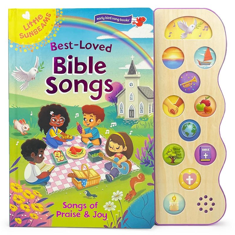 Photo 1 of Best Loved Bible Songs - Childrens Board Book with Sing-Along Tunes to Favorite Religious Melodies - Read and Sing with Songs of Praise and Joy (Little Sunbeams: Early Bird Song Books) Board book – Sound Book, December 5, 2021
