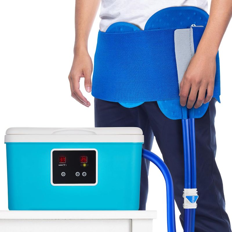 Photo 1 of Cold Therapy System with Universal Pad for Hip, Back or Knee — Post-Surgery Care, Back Surgeries, Spinal Fusion, Hip Replacement, Osteoarthritis, ACL, MCL, Swelling, Sprains — Cryotherapy Freeze Kit ****USED *** Box is damaged 