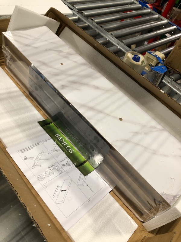 Photo 1 of BAMEOS Floating Shelf,Wall Shelf,Decor Wall Mounted Shelves,Hanging Shelf Set of 3,L24xW6 for Bathroom Kitchen Living,Kitchen,Room Bedroom Storage,Jazz White 24x6 3Pcs Volakas