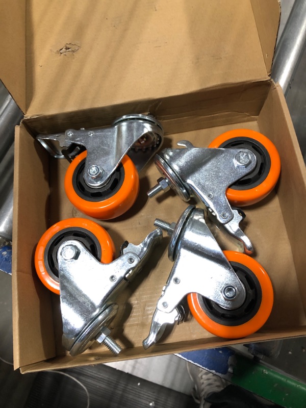 Photo 3 of 5 Inches Heavy Duty Polyurethane Caster Wheels Anti-Skid Swivel Casters Wheels with 360 Degree for Set of 4 (2PCS Locking Swivel Casters 2PCS Fixed Caster Wheels)**not exact picture* 

