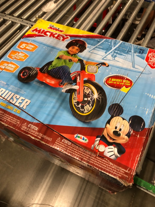 Photo 2 of Fly Wheels Kids Tricycle Mickey Mouse 15" Junior Cruiser Ride-On, Pedal Powered Trike with Build-in Light On Both Sides of Big Wheel, for Kids Boys Girls Ages 3-7 Year Old