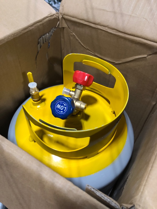 Photo 3 of Refrigerant Recovery Tank 50LB with 1/4 SAE Y-Valve Reusable Cylinder Tank Without Float Switch Gray Yellow for R134A/R410A/R22