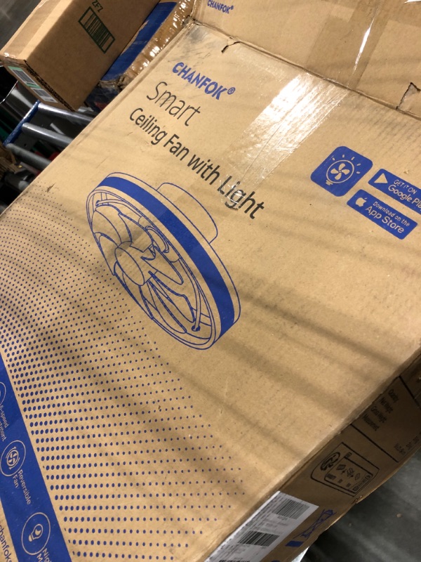 Photo 1 of CHANFOK Low Profile Ceiling Fan with Light - Modern Flush Mount Enclosed Ceiling Fan 19.7" LED Dimmable Bladeless Ceiling Fans with Remote Control,Smart 3 Light Color and 6 speeds(Black)