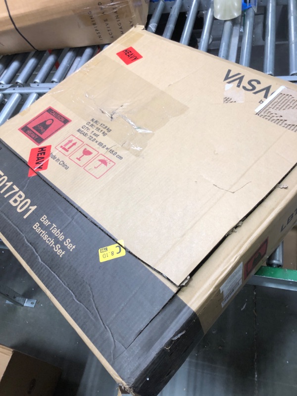 Photo 1 of VASAGLE Bar Table and Chairs Set, Square Bar Table with 2 Bar Stools, Dining Pub Bar Table Set for 2, Space Saving for Kitchen Breakfast, Living Room, Party Room, Rustic Brown and Black