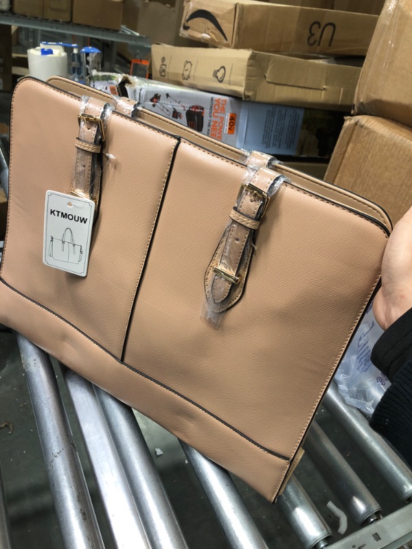 Photo 4 of Laptop Bag for Women Leather Work Tote 15.6 Inch Laptop for Computer Bag Waterproof Business Office Professional Large Capacity Handbag Shoulder Bag khaki
