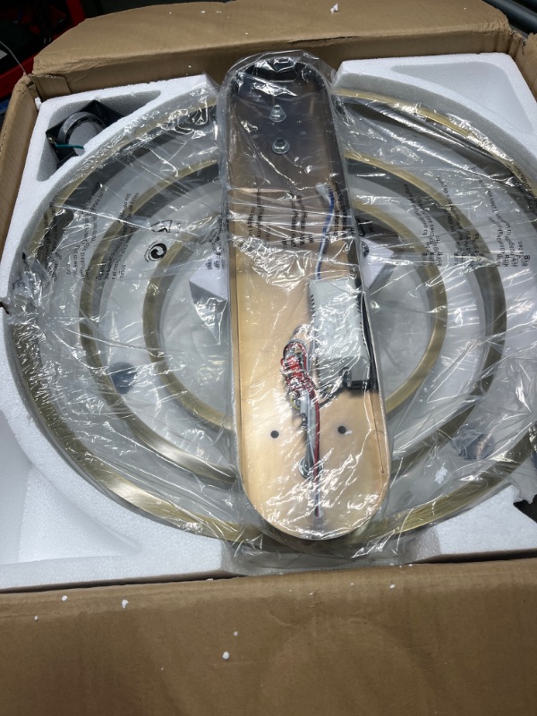 Photo 1 of 42" Retractable Ceiling Fan with Lights & Remote - Silent DC Motor Modern Ceiling Fan - 6 Speed LED Fan for Bedroom Living Room Kitchen Copper