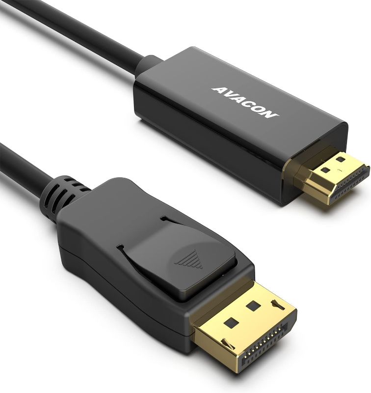 Photo 1 of AVACON DisplayPort to HDMI 6 Feet Gold-Plated Cable, Display Port to HDMI Adapter Male to Male Black 6 ft 1 PACK