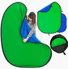 Photo 1 of Blue Screen Green Screen Backdrop Double Sided Collapsible Green Screen with Carrying Bag,Portable Pop Up Green Screen Background for Streaming Webcam (Blue Green Screen, 39.4 * 59.1")