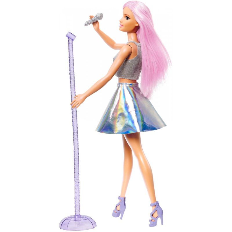 Photo 1 of Barbie Pop Star Fashion Doll Dressed in Iridescent Skirt with Pink Hair & Brown Eyes