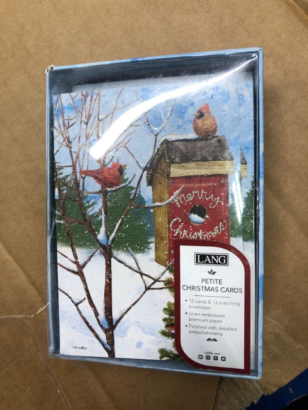 Photo 2 of 12ct Merry Birdhouse Boxed Christmas Cards