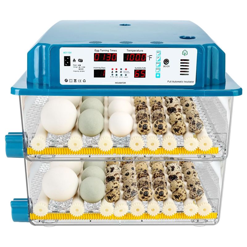 Photo 1 of 120 Egg Incubators for Hatching Eggs Automatic Temperature Control Chicken Quail Eggs Incubator Humidity Monitoring for Farm Egg Incubation