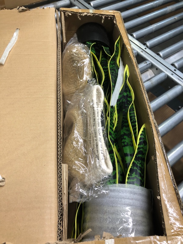 Photo 1 of 2 Set Large Fake Snake Plant 25 Inch Sansevieria Plant Artificial Snake Plants in Pots with Woven Basket Faux Mother In Law Tongue Plant - 17 Leaves Fake Laurentii for Indoor Outdoor Home Office Decor 25 Inch Laurentii