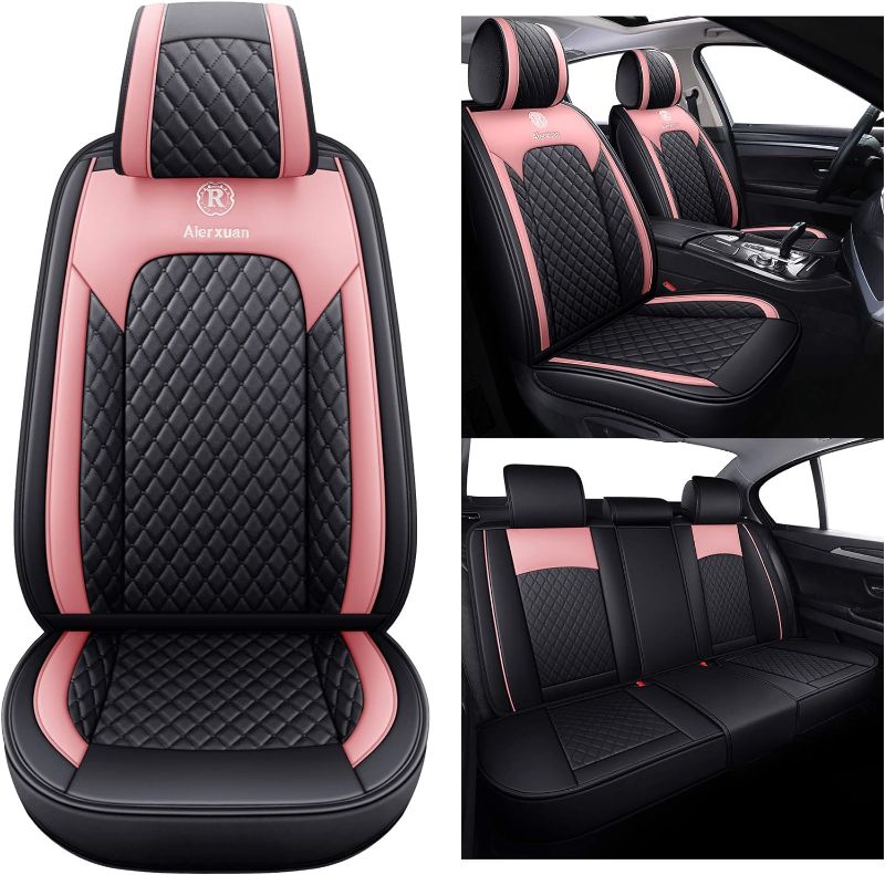 Photo 1 of Aierxuan Car Seat Covers for Girls Women Ladies Waterproof Girly Seat Cushion Universal for CRV Acura Hyundai Altima Corolla Wrangler Focus Edge Escape Raider (Full Set, Black-Pink)