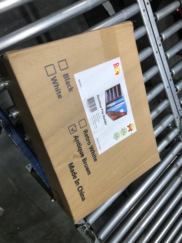 Photo 1 of PAG Wood Desktop File Holder Organizer Mail Sorter for File Folders, Mails, Envelopes, Mailing Supplies or Magazines, Brown