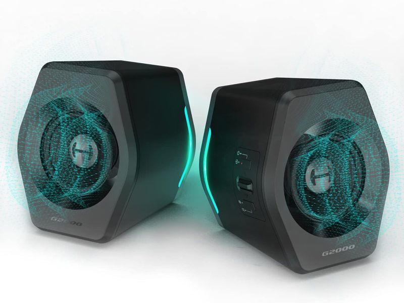 Photo 1 of Edifier G2000 32W PC Gaming Computer Speakers for Laptop Mac Desktop Computer Woofer Speakers Bluetooth USB 3.5mm AUX Inputs RGB Lights Multimedia Speakers Black