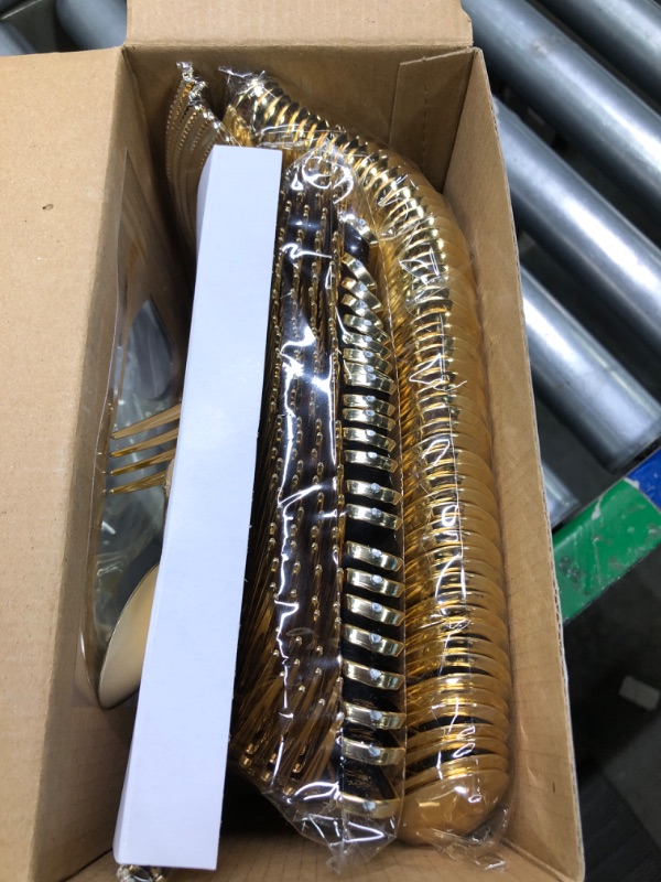 Photo 2 of 180 Pieces Gold Plastic Silverware