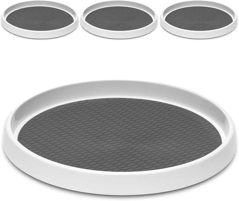 Photo 1 of [ 4 Pack ] 12 Inch Non-Skid Turntable Lazy Susan Organizers - Spinning Rack for Cabinet, Pantry Organization and Storage, Kitchen, Fridge, Vanity, Countertop, Under Sink Organizing, Spice Spinner