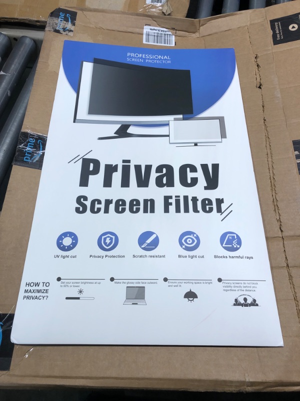 Photo 2 of Computer Privacy Screen 27 Inch for 16:9 Widescreen Monitor, Removable Eye Protection Anti Glare Blue Light Computer Screen Privacy Shield, Data Confidentiality Shield Privacy Screen 27 in 2pack 27 Inch (Diagonal) - 16:9 Aspect Ratio