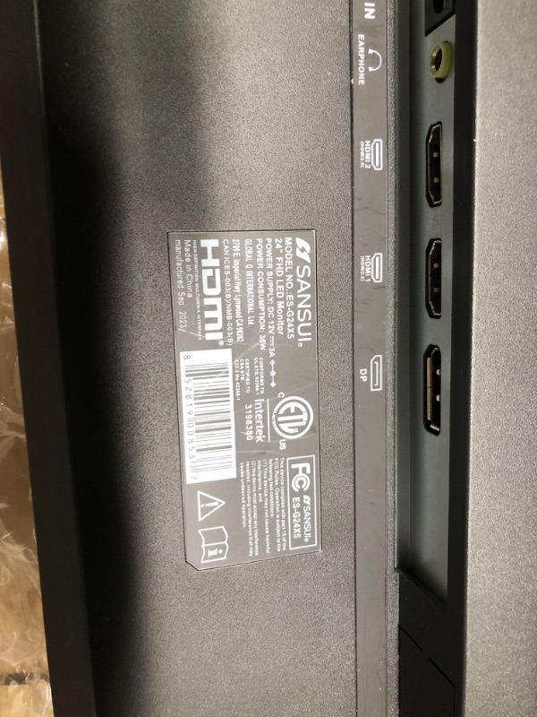 Photo 1 of **NON FUNCTIONING/SOLD AS PARTS** SANSUI Monitor 24 inch FHD PC Monitor with USB Type-C, Built-in Speakers Earphone, Ultra-Slim Ergonomic Tilt Eye Care 75Hz with HDMI VGA for Home Office (ES-24F1 Type-C Cable & HDMI Cable Included)