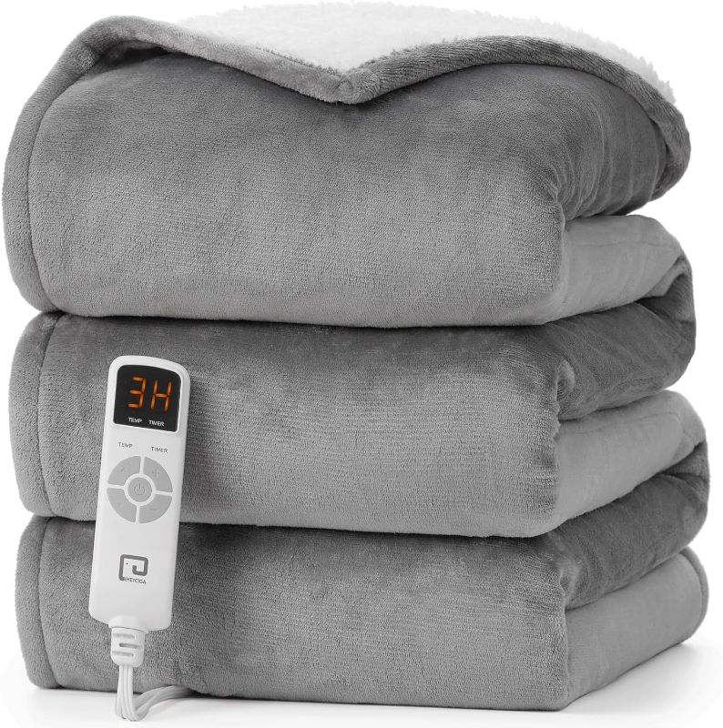 Photo 1 of ** $55 retail price, comes with two***
EHEYCIGA Heated Blanket Electric Blanket Throw - Heating Blanket with 5 Heating Levels & 4 Hours Auto Off, Soft Cozy Sherpa Washable Blanket with Fast Heating, 50 x 60 Inches, Grey Grey Throw(50x60 inches)
