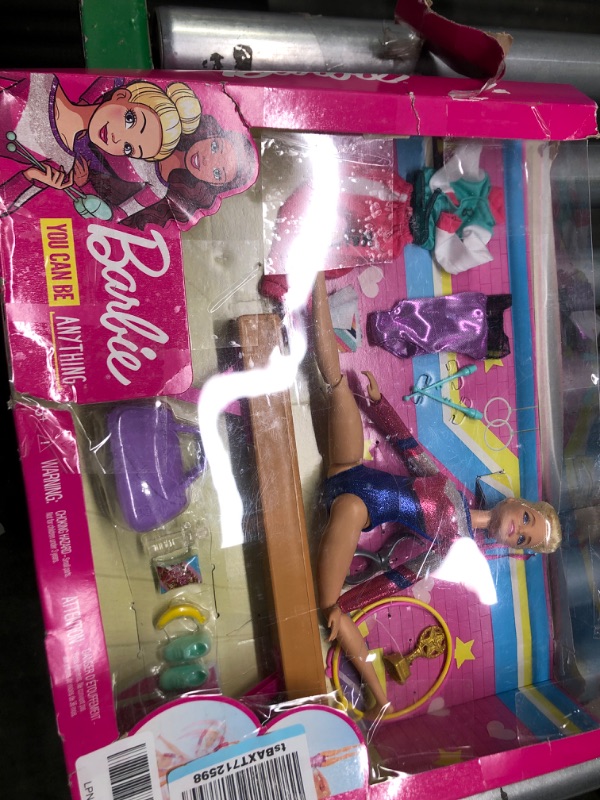 Photo 2 of ?Barbie Gymnastics Playset: Barbie Doll with Twirling Feature, Balance Beam, 15+ Accessories for Ages 3 and Up Single