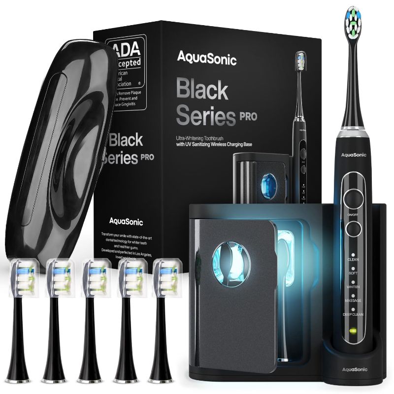 Photo 1 of ** new open box, missing one replacement brush**
Aquasonic Black Series PRO – Ultra Whitening Toothbrush w UV Sanitizing Base – 5 Modes & Smart Timers – Premium Travel Case – Power Toothbrush – ADA...
