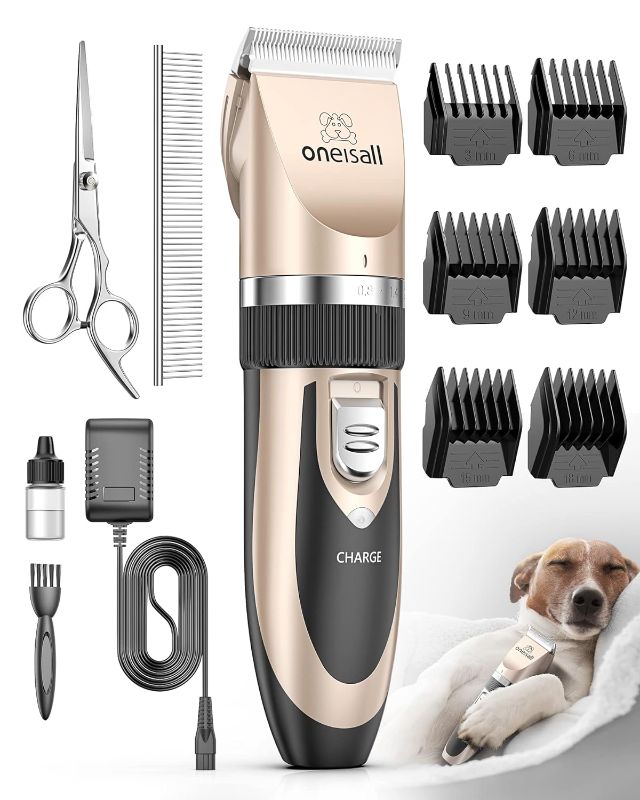 Photo 1 of ** factory sealed**
oneisall Dog Shaver Clippers Low Noise Rechargeable Cordless Electric Quiet Hair Clippers Set for Dogs Cats Pets
